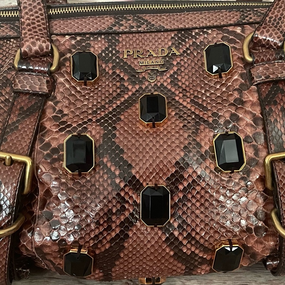 PRADA Pitone Python Snake Jeweled Shoulder Bag - Picture 5 of 13